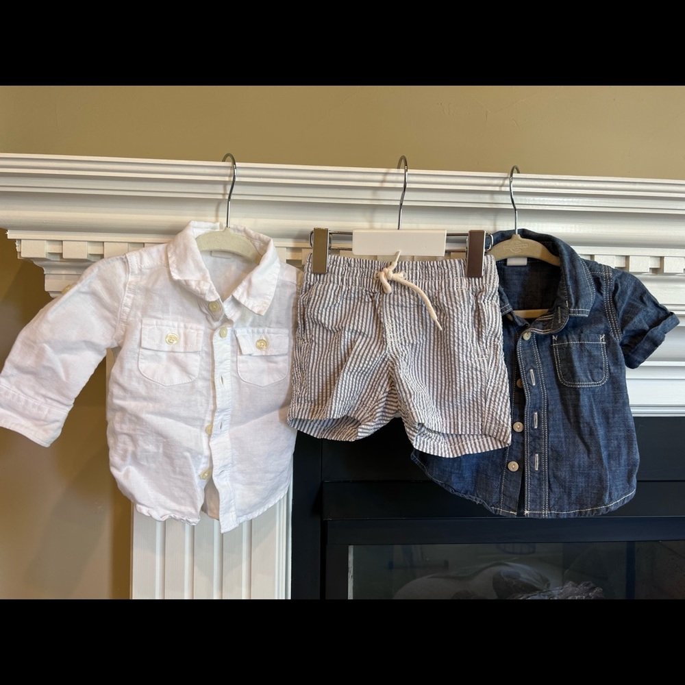 Baby Gap shirts with striped shorts!